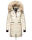 Marikoo Chaskaa Damen Kapuze Kunstfell Winter Jacke warm lang gesteppt B879 Offwhite-Gr.S
