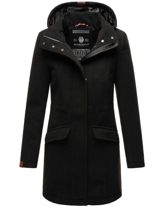 Marikoo Leilaniaa Damen  Mantel Trenchcoat Wintermantel B888 Schwarz Größe XS - Gr. 34