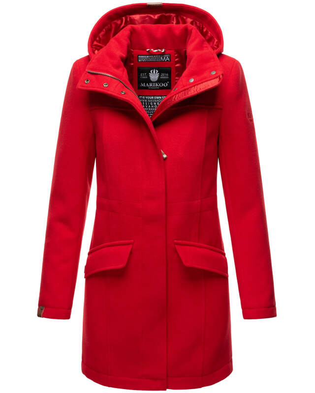 Marikoo Leilaniaa Damen  Mantel Trenchcoat Wintermantel B888 Rot Größe M - Gr. 38