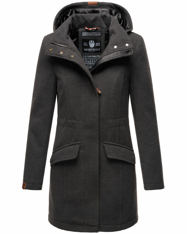 Marikoo Leilaniaa Damen  Mantel Trenchcoat Wintermantel B888 Anthrazit Größe S - Gr. 36