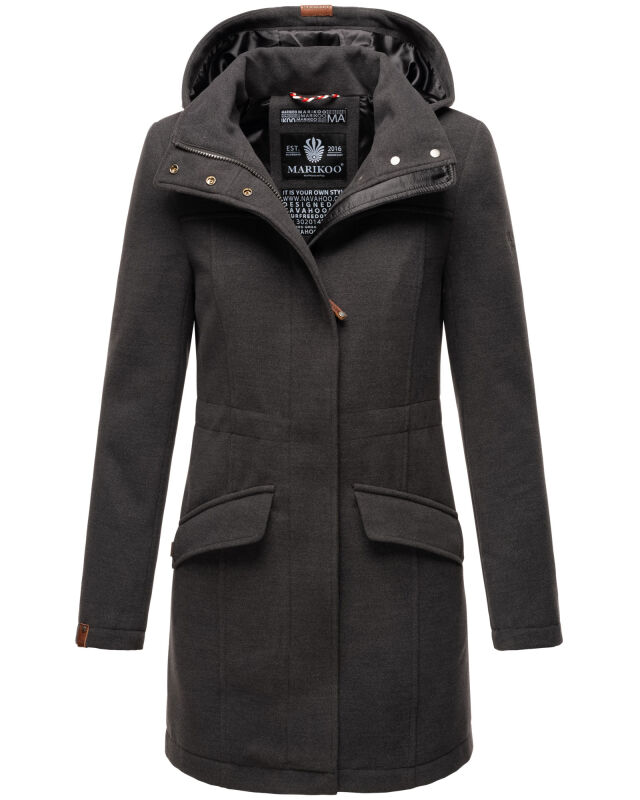 Marikoo Leilaniaa Damen  Mantel Trenchcoat Wintermantel B888 Anthrazit Größe M - Gr. 38