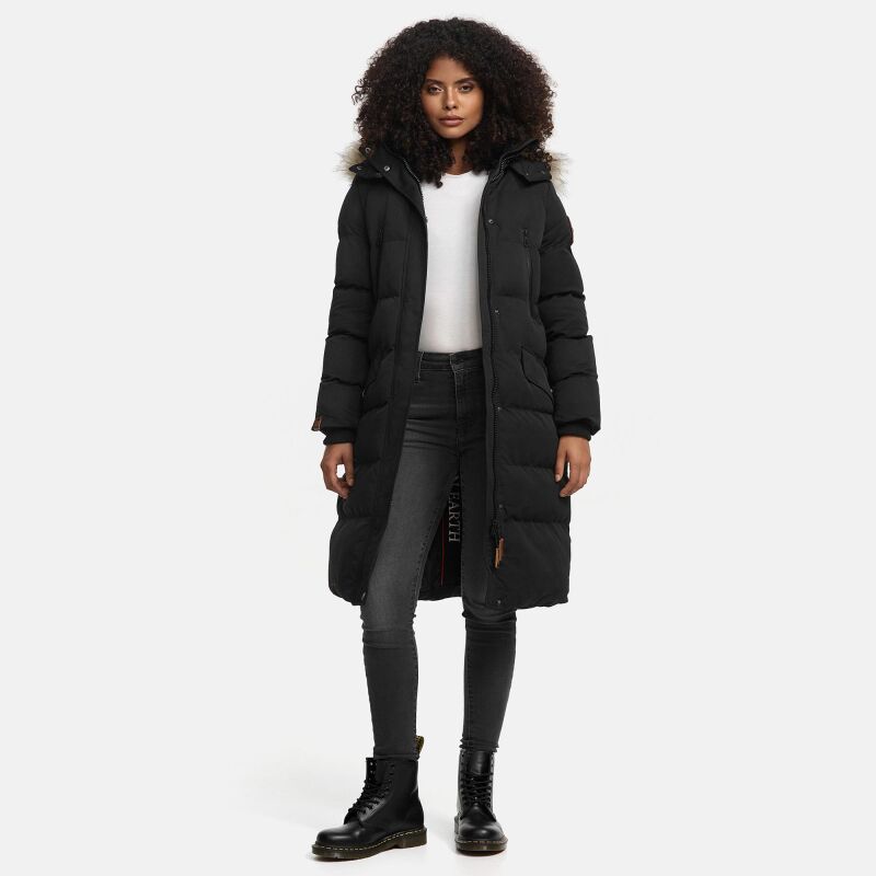 Marikoo Schneesternchen Damen Winterjacke Parka Mantel lang Kapuze B890 Schw.-Gr.XXL
