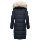 Marikoo Schneesternchen Damen Winterjacke Parka Mantel lang Kapuze B890 Navy-Gr.M