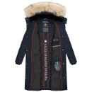 Marikoo Schneesternchen Damen Winterjacke Parka Mantel lang Kapuze B890 Navy-Gr.L