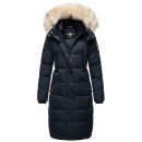 Marikoo Schneesternchen Damen Winterjacke Parka Mantel lang Kapuze B890 Navy-Gr.L