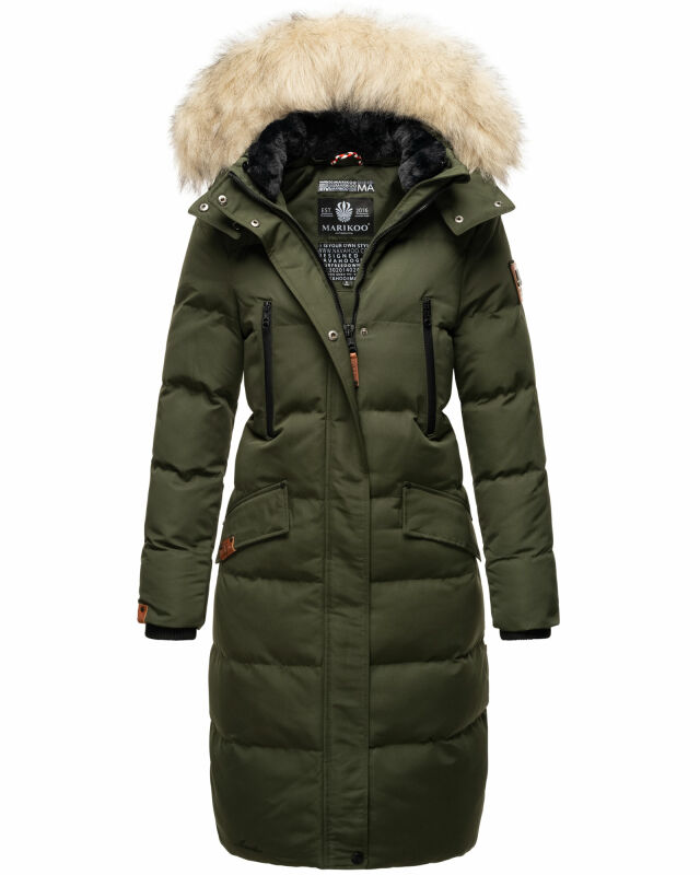 Marikoo Schneesternchen Damen Winterjacke Parka Mantel lang Kapuze B890 Olive-Gr.XS