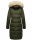 Marikoo Schneesternchen Damen Winterjacke Parka Mantel lang Kapuze B890 Olive-Gr.S