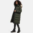 Marikoo Schneesternchen Damen Winterjacke Parka Mantel lang Kapuze B890 Olive-Gr.M