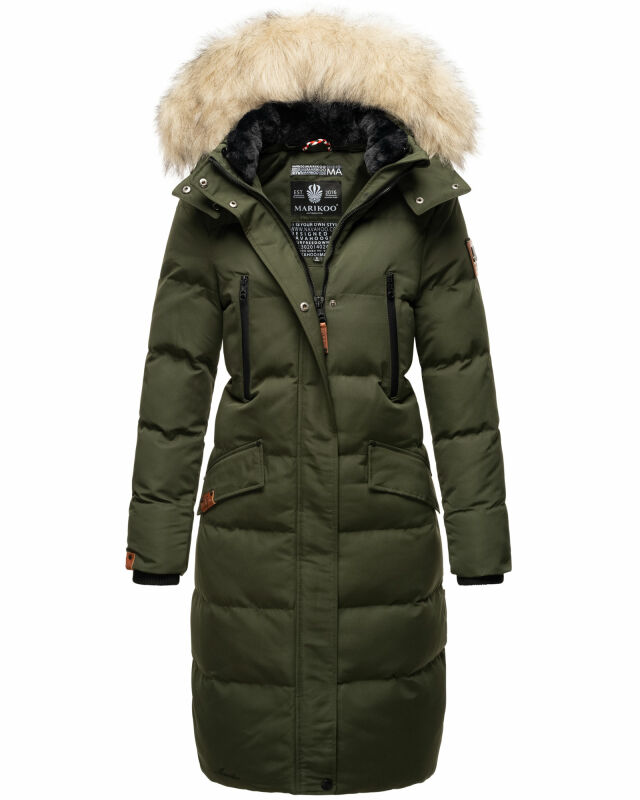 Marikoo Schneesternchen Damen Winterjacke Parka Mantel lang Kapuze B890 Olive-Gr.XL