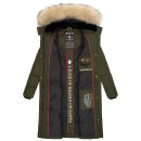 Marikoo Schneesternchen Damen Winterjacke Parka Mantel lang Kapuze B890 Olive-Gr.XXL