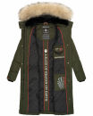 Marikoo Schneesternchen Damen Winterjacke Parka Mantel lang Kapuze B890 Olive-Gr.XXL