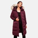 Marikoo Schneesternchen Damen Winterjacke Parka Mantel lang Kapuze B890 Wein-Gr.M