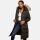 Marikoo Schneesternchen Damen Winterjacke Parka Mantel lang Kapuze B890 Anthr.-Gr.L