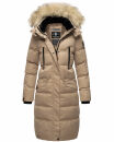 Marikoo Schneesternchen Damen Winterjacke Parka Mantel lang Kapuze B890 Taupe-Gr.M