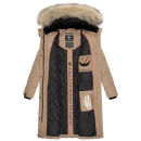 Marikoo Schneesternchen Damen Winterjacke Parka Mantel lang Kapuze B890 Taupe-Gr.M