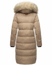 Marikoo Schneesternchen Damen Winterjacke Parka Mantel lang Kapuze B890 Taupe-Gr.M