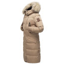 Marikoo Schneesternchen Damen Winterjacke Parka Mantel lang Kapuze B890 Taupe-Gr.M