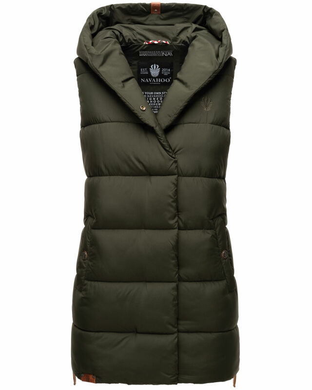 Navahoo Madilynaa Damen Winter Steppweste mit Kapuze B891 Dark-Olive-Gr.S