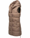 Navahoo Madilynaa Damen Winter Steppweste mit Kapuze B891 Dark-Taupe-Gr.M