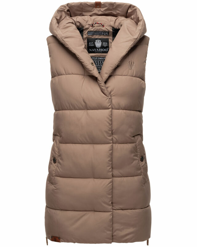 Navahoo Madilynaa Damen Winter Steppweste mit Kapuze B891 Dark-Taupe-Gr.XXL