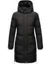 Marikoo Streliziaa Damen Wintermantel lange Steppjacke mit Kapuze B892 Schwarz-Gr.XXL