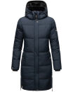 Marikoo Streliziaa Damen Wintermantel lange Steppjacke mit Kapuze B892 Navy-Gr.S