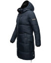 Marikoo Streliziaa Damen Wintermantel lange Steppjacke mit Kapuze B892 Navy-Gr.S