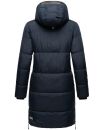 Marikoo Streliziaa Damen Wintermantel lange Steppjacke mit Kapuze B892 Navy-Gr.S