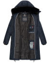 Marikoo Streliziaa Damen Wintermantel lange Steppjacke mit Kapuze B892 Navy-Gr.S
