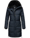 Marikoo Streliziaa Damen Wintermantel lange Steppjacke mit Kapuze B892 Navy-Gr.L