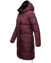 Marikoo Streliziaa Damen Wintermantel lange Steppjacke mit Kapuze B892 Weinrot-Gr.S