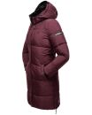 Marikoo Streliziaa Damen Wintermantel lange Steppjacke mit Kapuze B892 Weinrot-Gr.M