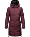 Marikoo Streliziaa Damen Wintermantel lange Steppjacke mit Kapuze B892 Weinrot-Gr.L
