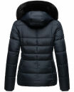 Marikoo Loveleen Damen Winter Steppjacke mit Kapuze & Fellkragen B894 Navy-Gr.S