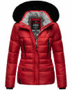 Marikoo Loveleen Damen Winter Steppjacke mit Kapuze & Fellkragen B894 Rot-Gr.S