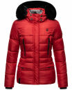Marikoo Loveleen Damen Winter Steppjacke mit Kapuze & Fellkragen B894 Rot-Gr.S