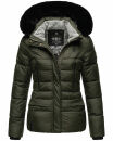 Marikoo Loveleen Damen Winter Steppjacke mit Kapuze & Fellkragen B894 Olive-Gr.XS