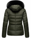 Marikoo Loveleen Damen Winter Steppjacke mit Kapuze & Fellkragen B894 Olive-Gr.XS