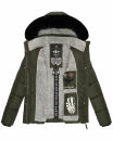 Marikoo Loveleen Damen Winter Steppjacke mit Kapuze & Fellkragen B894 Olive-Gr.XS