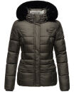 Marikoo Loveleen Damen Winter Steppjacke mit Kapuze & Fellkragen B894 Anthrazit-Gr.L
