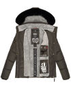 Marikoo Loveleen Damen Winter Steppjacke mit Kapuze & Fellkragen B894 Anthrazit-Gr.L