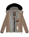 Marikoo Loveleen Damen Winter Steppjacke mit Kapuze & Fellkragen B894 Taupe-Gr.S