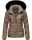 Marikoo Loveleen Damen Winter Steppjacke mit Kapuze & Fellkragen B894 Taupe-Gr.S