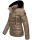 Marikoo Loveleen Damen Winter Steppjacke mit Kapuze & Fellkragen B894 Taupe-Gr.S