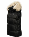 Marikoo Eisflöckchen Damen Steppweste  Winter Weste mit Fellkragen B896 Schwarz-Gr.XS