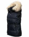 Marikoo Eisflöckchen Damen Steppweste  Winter Weste mit Fellkragen B896 Navy-Gr.XS