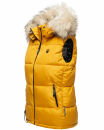 Marikoo Eisflöckchen Damen Steppweste  Winter Weste mit Fellkragen B896 Gelb-Gr.S