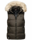 Marikoo Eisflöckchen Damen Steppweste  Winter Weste mit Fellkragen B896 Anthrazit-Gr.XS
