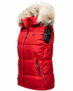 Marikoo Eisflöckchen Damen Steppweste  Winter Weste mit Fellkragen B896 Rot-Gr.XS