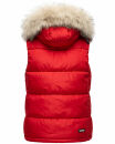 Marikoo Eisflöckchen Damen Steppweste  Winter Weste mit Fellkragen B896 Rot-Gr.XS